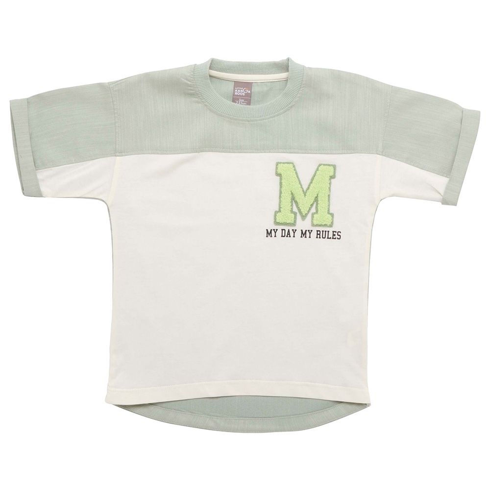 Little Kangaroos - Boy Round Neck Half Sleeve My Rules T-Shirt - Pista