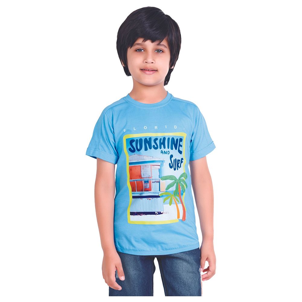 Little Kangaroos - Boy Summer Print T-Shirt - Bigal Blue