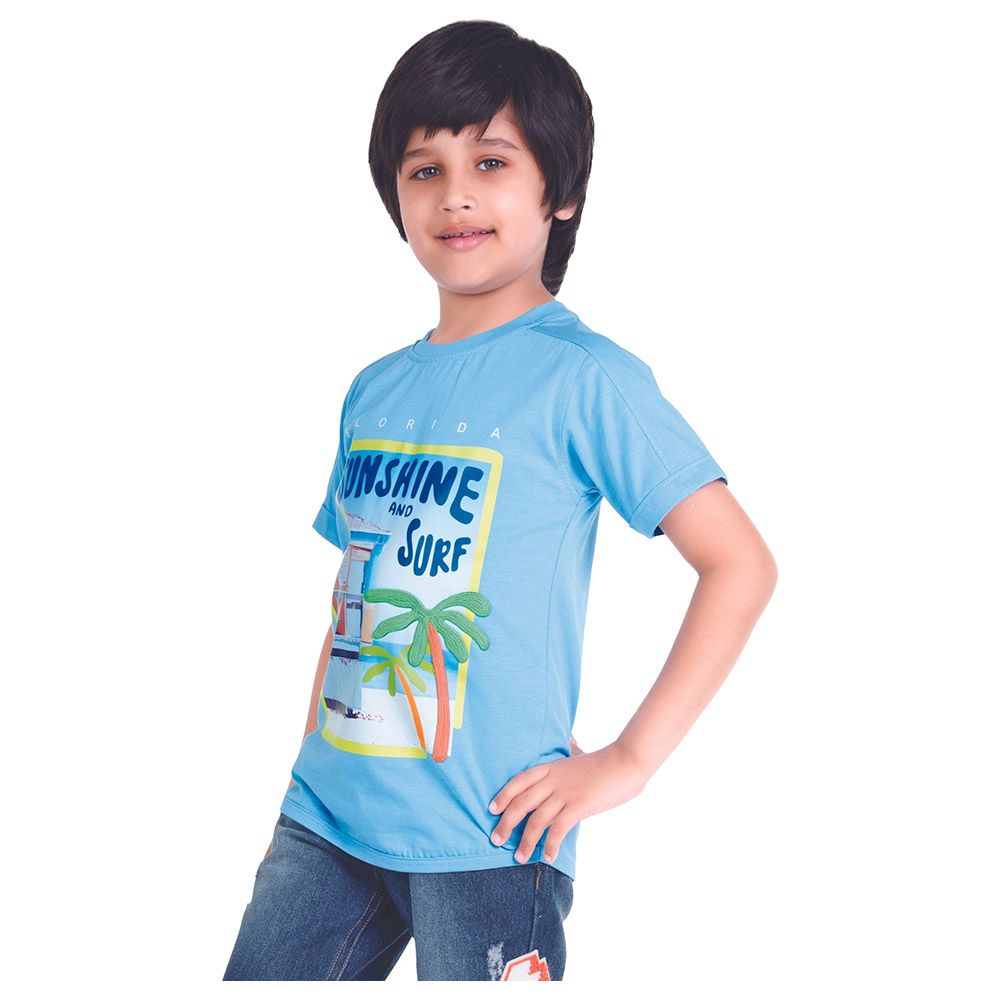 Little Kangaroos - Boy Summer Print T-Shirt - Bigal Blue