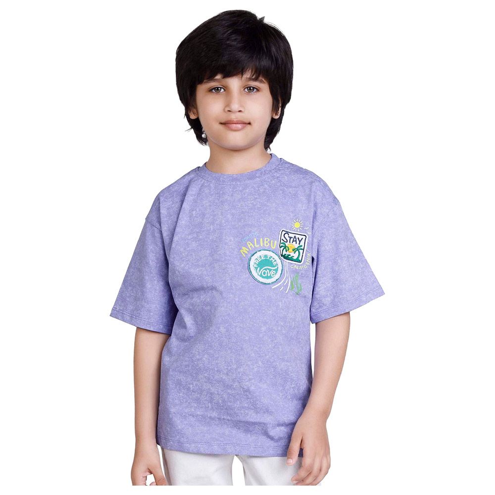 Little Kangaroos - Boy Round Neck Half Sleeve T-Shirt - Purple