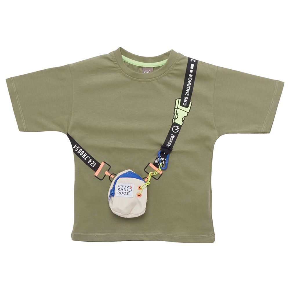 Little Kangaroos - Boy Round Neck T-Shirt - Olive