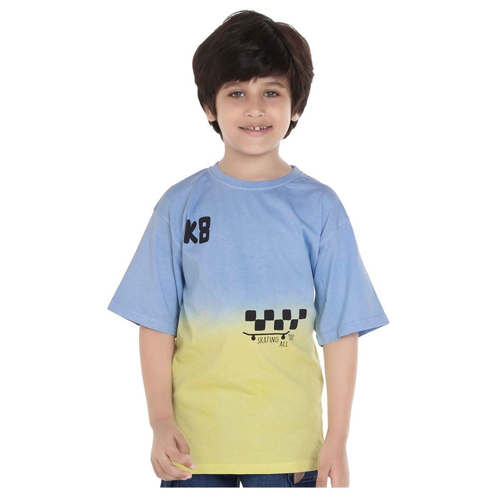 Little Kangaroos - Boy Round Neck T-Shirt - Sky Blue/Green