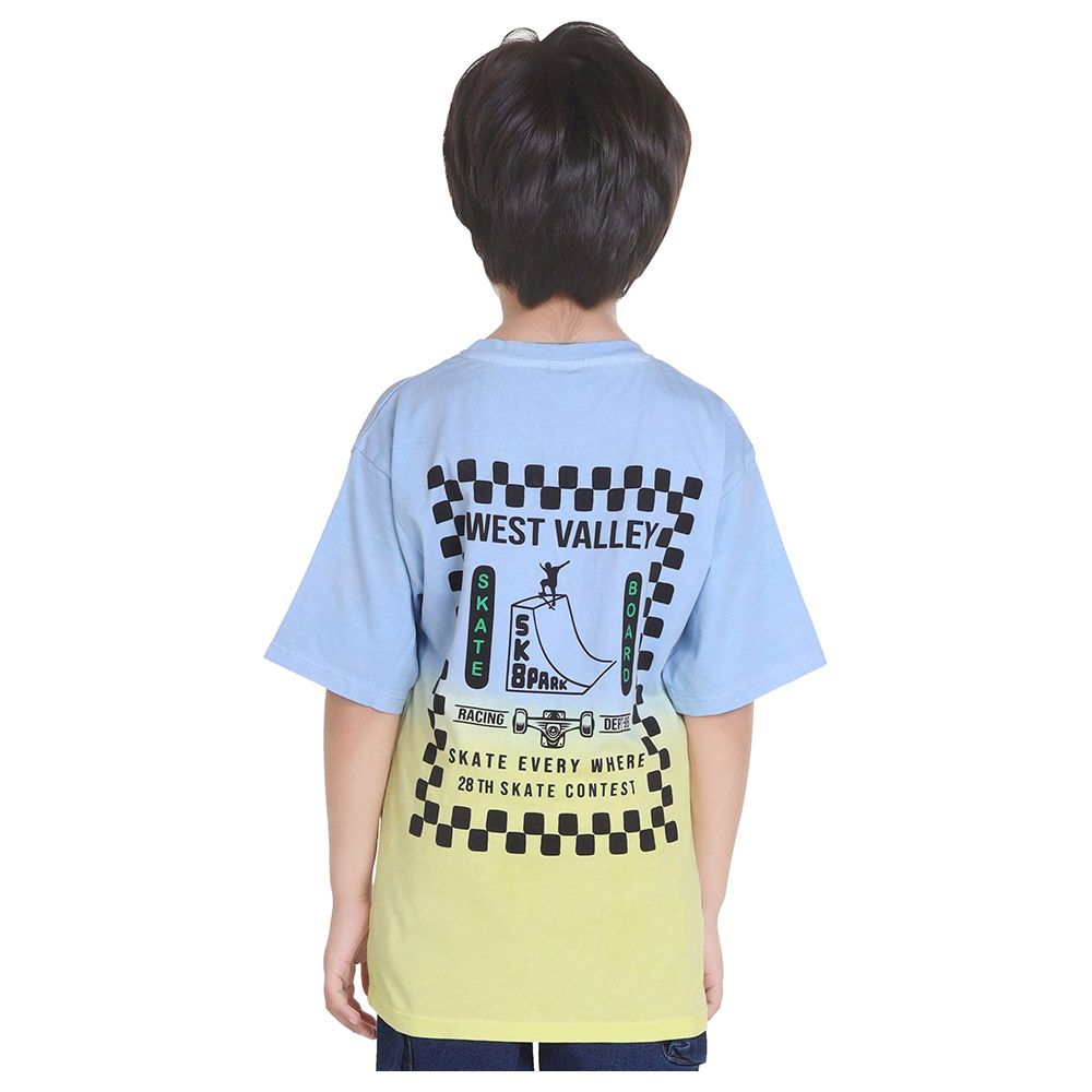 Little Kangaroos - Boy Round Neck T-Shirt - Sky Blue/Green