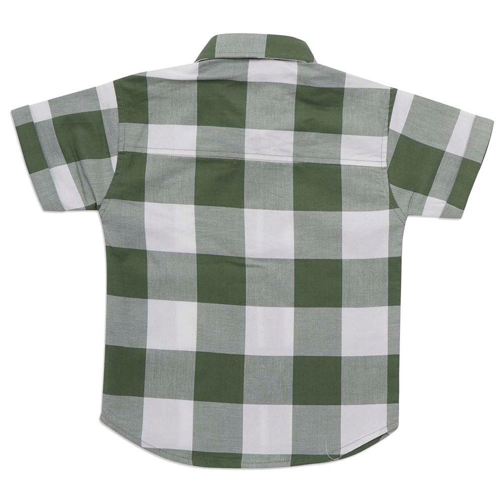 Little Kangaroos - Boy Collar Neck Checks Shirt - Green/White