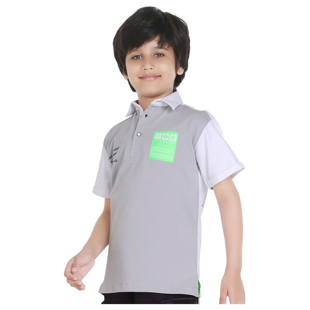 Little Kangaroos - Boy Half Sleeve Polo T-Shirt - White/Olive