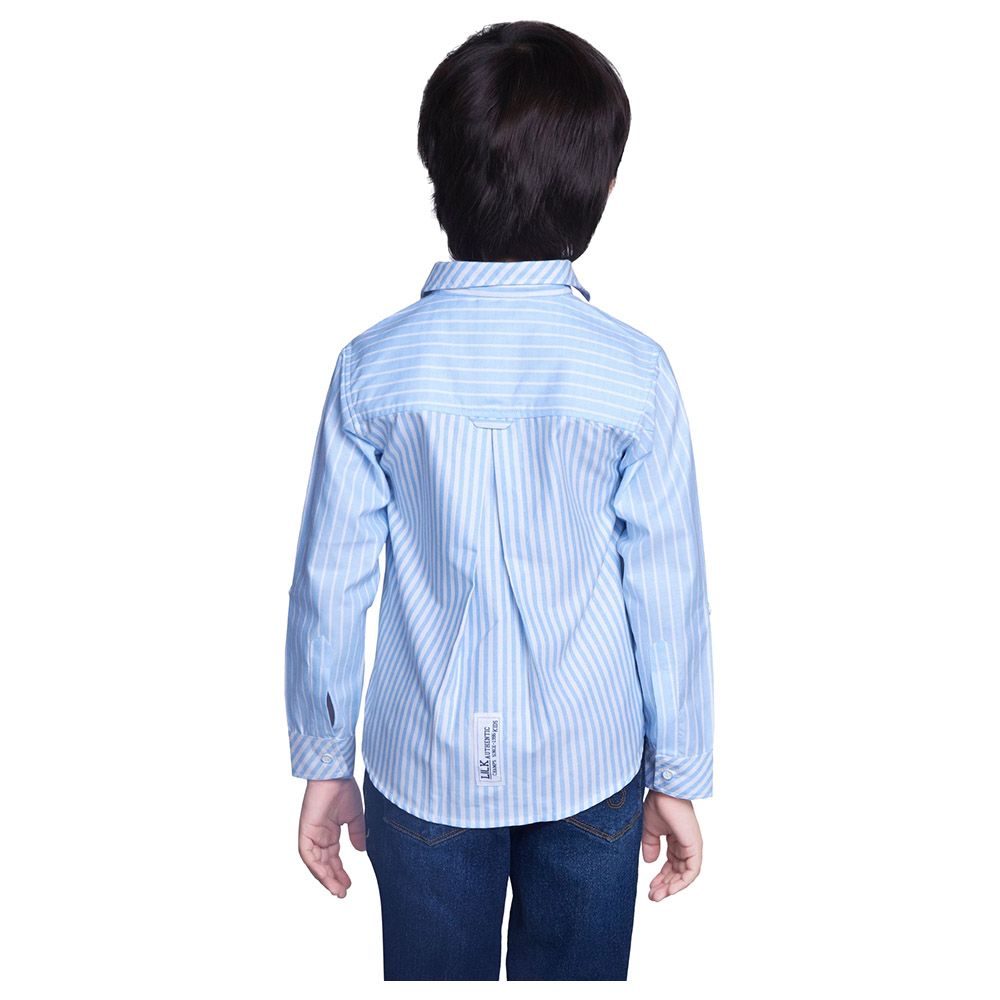 Little Kangaroos - Boy Collar Neckline Half Printed Shirt - Sky Blue