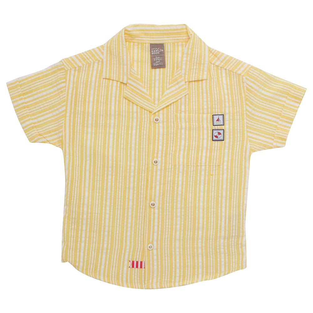 Little Kangaroos - Boy Collar Neck Striped Shirt - Yellow/White