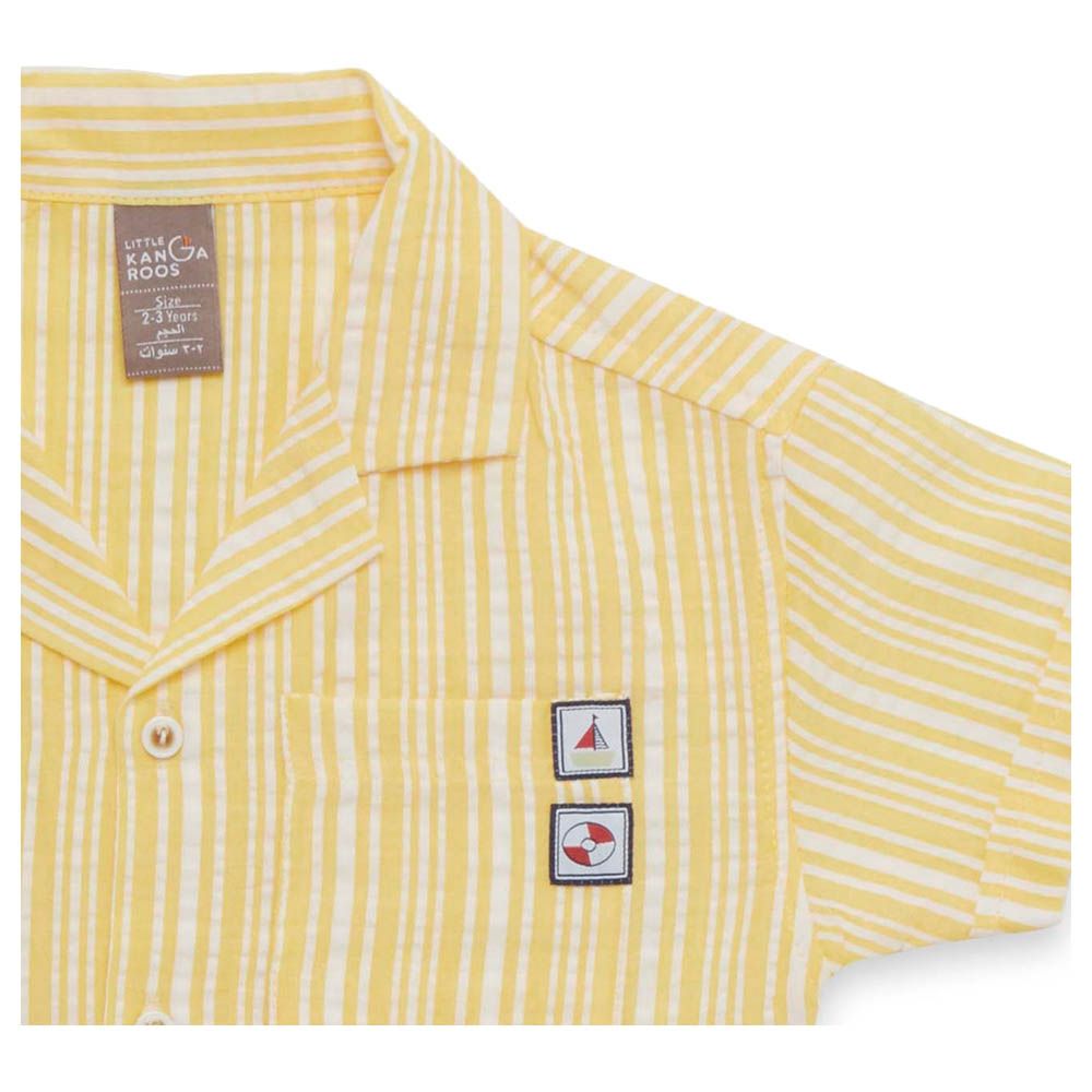 Little Kangaroos - Boy Collar Neck Striped Shirt - Yellow/White