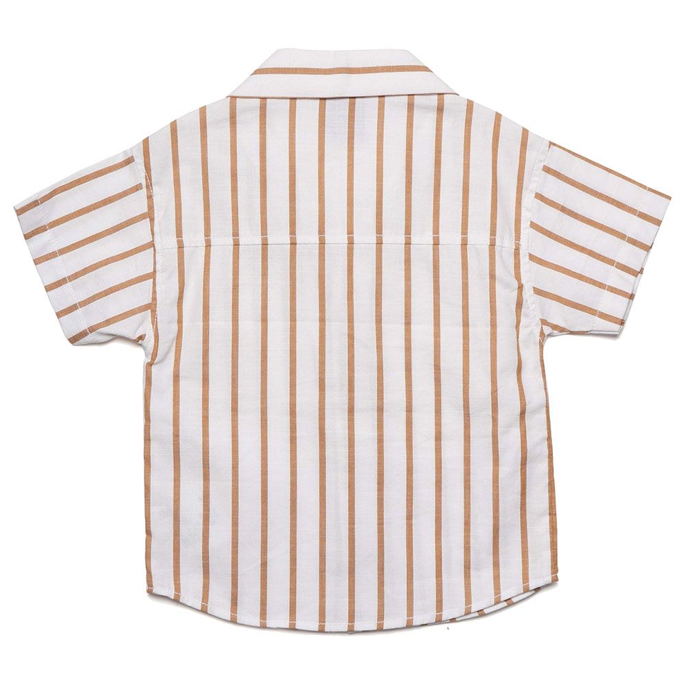 Little Kangaroos - Boy Half Sleeve Striped Shirt - Mustard/White