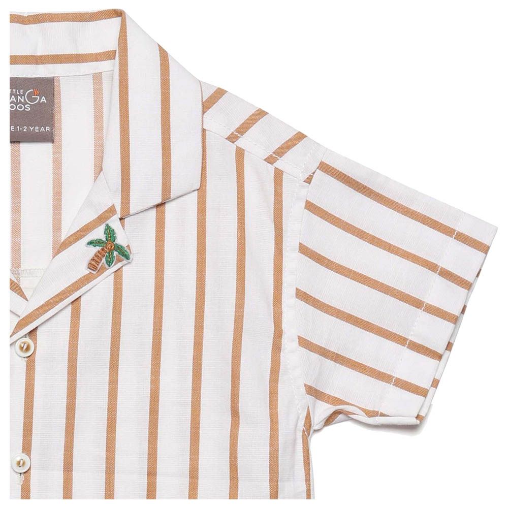 Little Kangaroos - Boy Half Sleeve Striped Shirt - Mustard/White