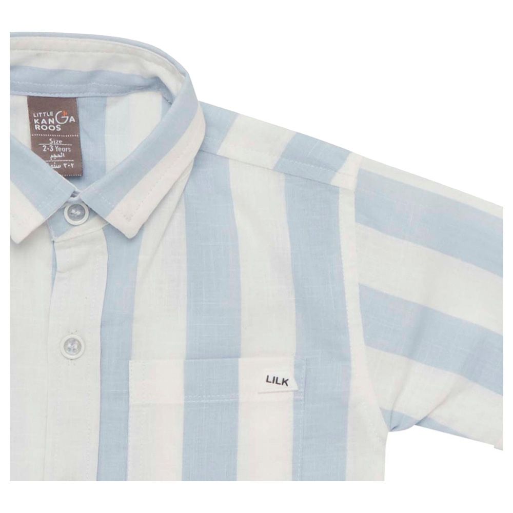 Little Kangaroos - Boy Half Sleeve Striped Shirt - Blue/White