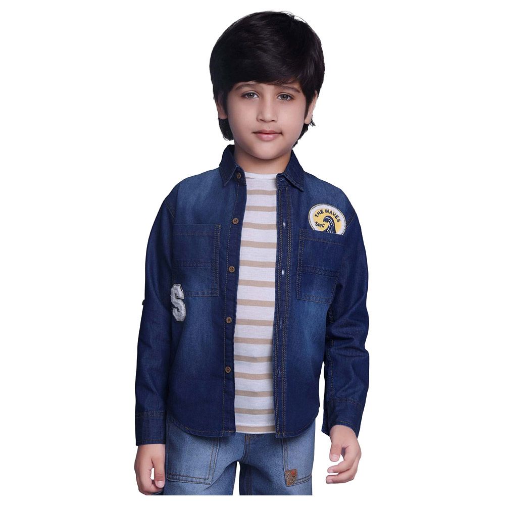 Little Kangaroos - Boy Full Sleeve Shirt - Dark Blue