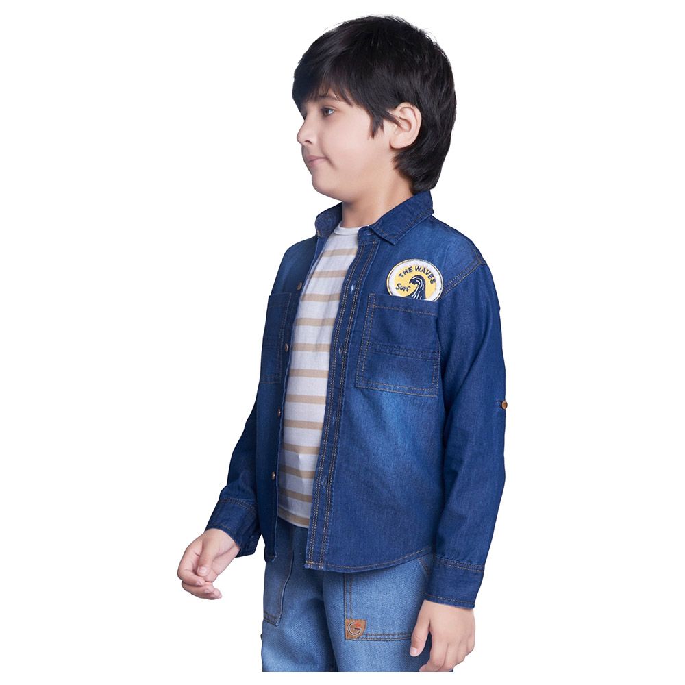 Little Kangaroos - Boy Full Sleeve Shirt - Dark Blue