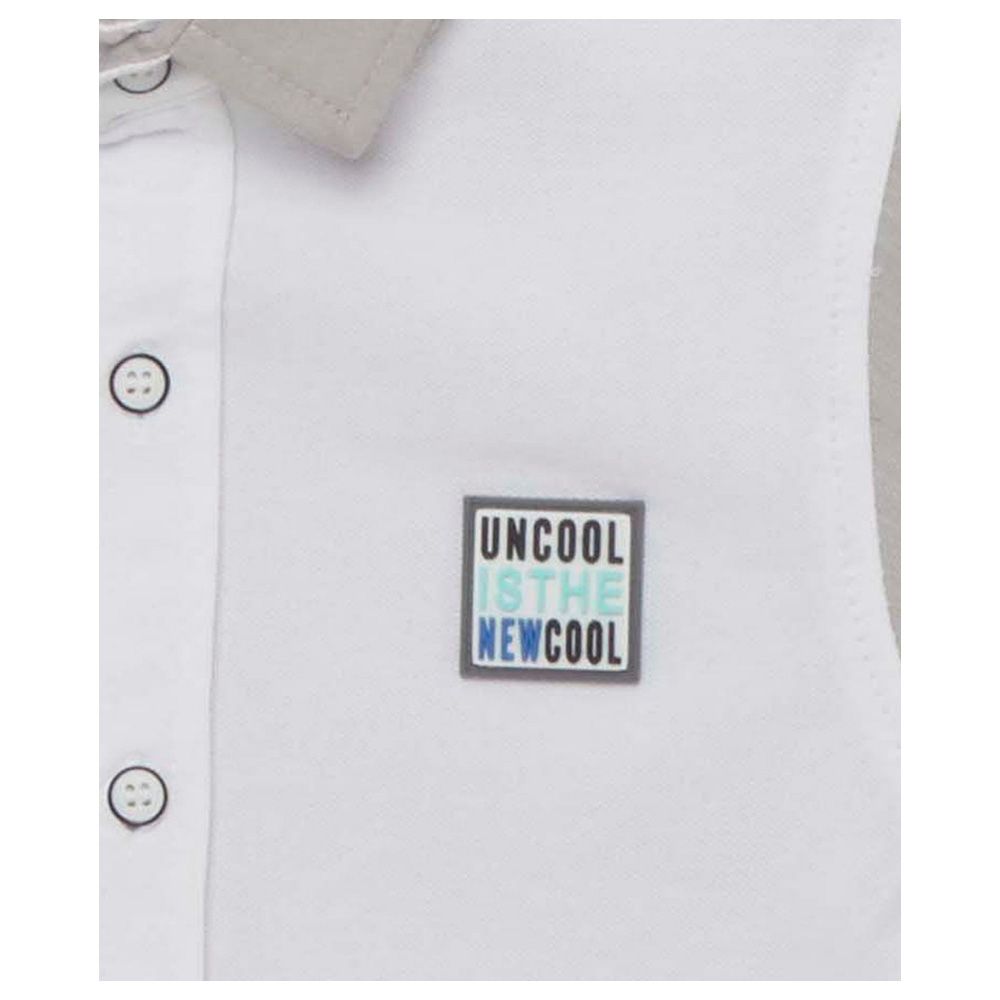 Little Kangaroos - Boy Half Sleeve Collar Neck Shirt - White/Grey