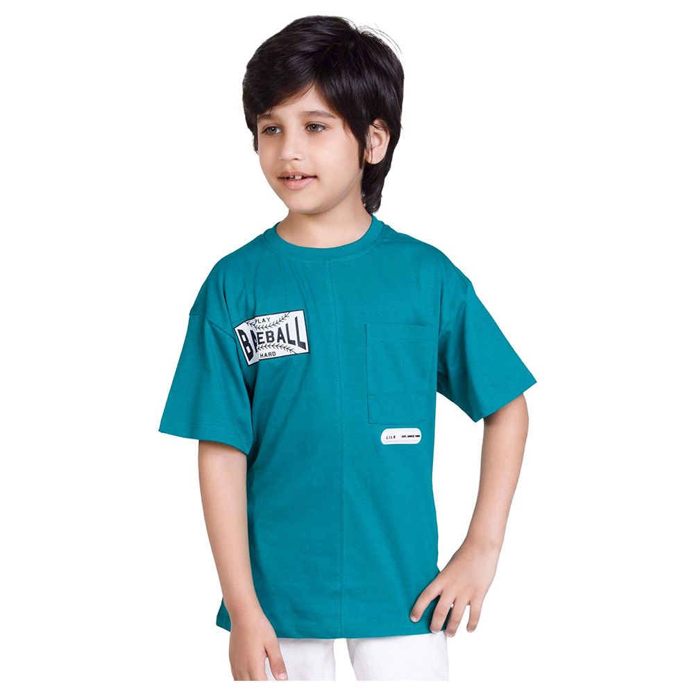 Little Kangaroos - Boy Round Neck Baseball T-Shirt - Green