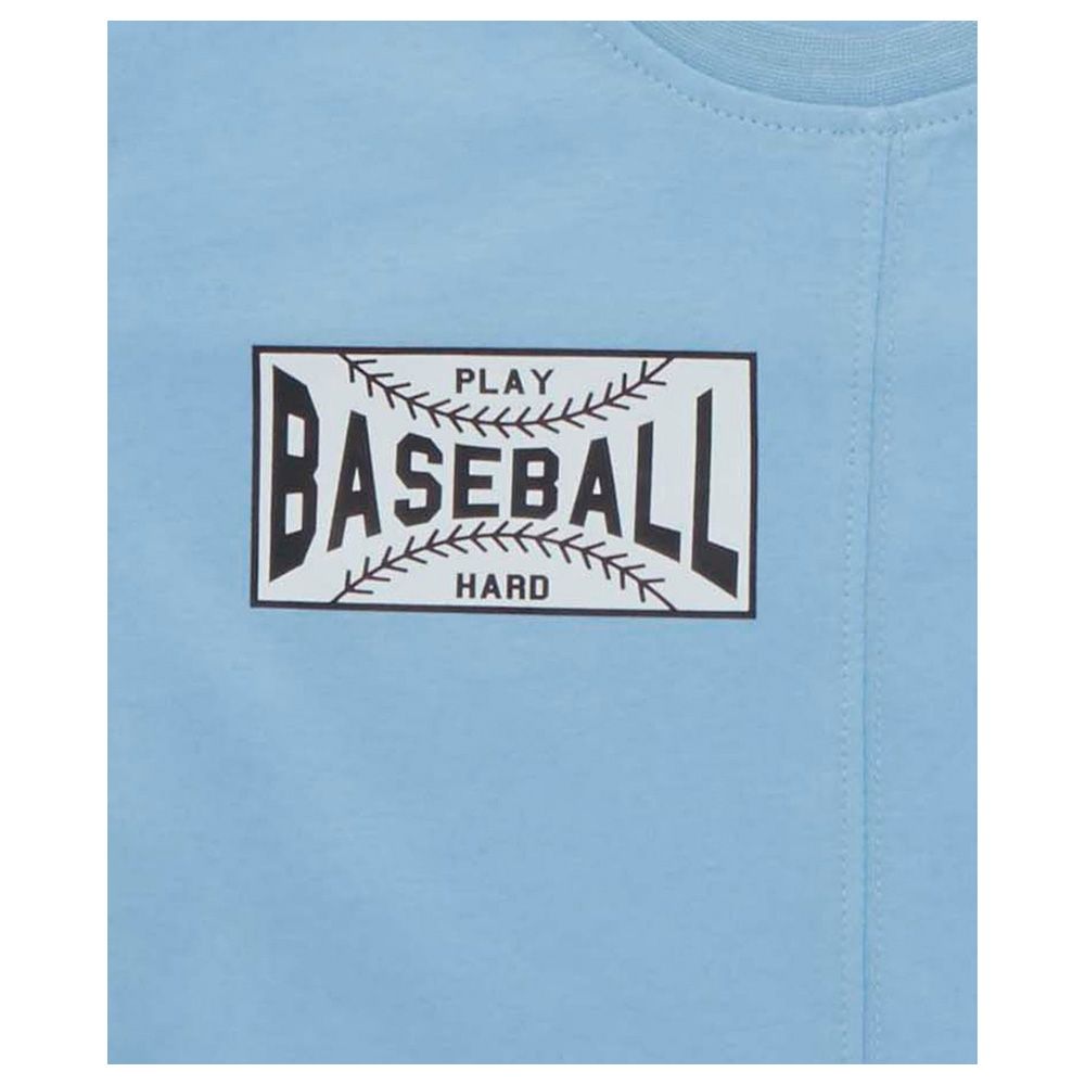 Little Kangaroos - Boy Round Neck Baseball T-Shirt - Bigal Blue