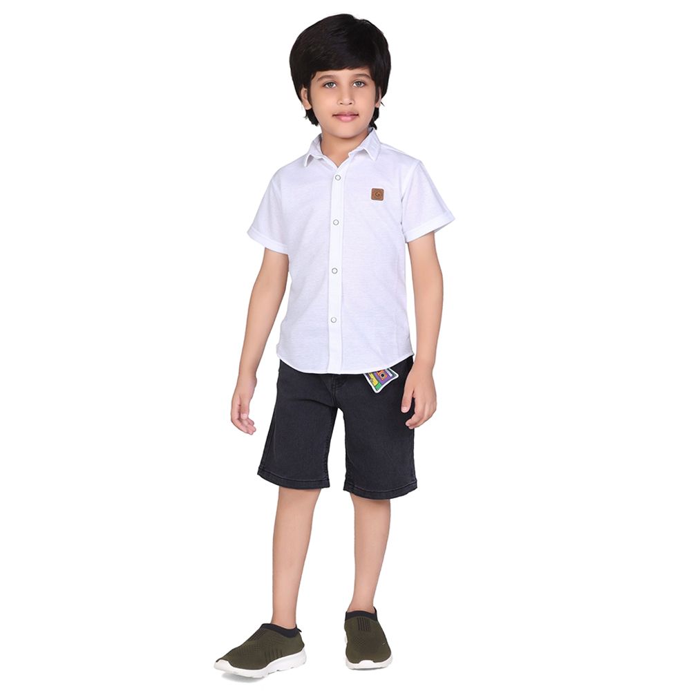 Little Kangaroos - Boy Half Sleeve Shirt - White