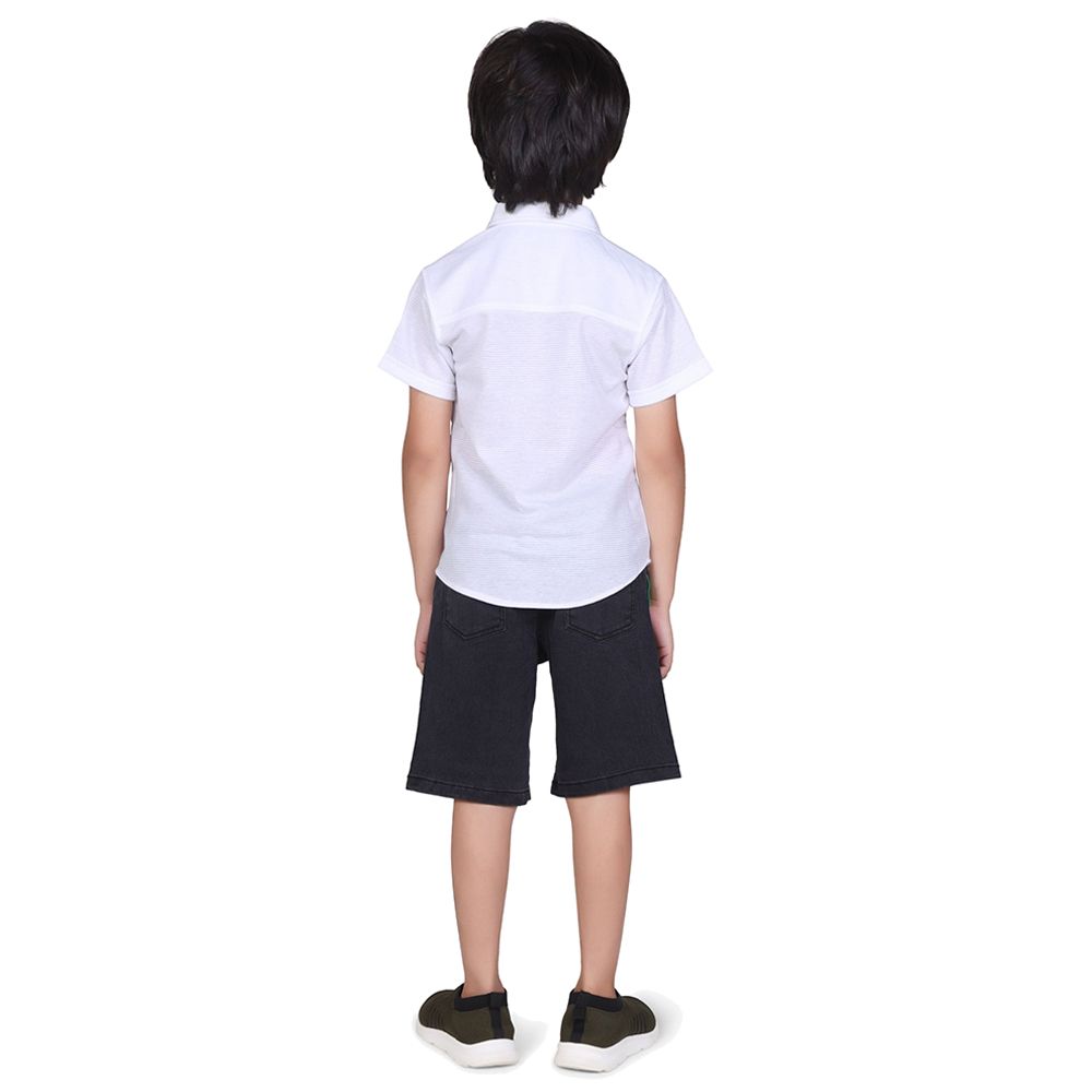 Little Kangaroos - Boy Half Sleeve Shirt - White