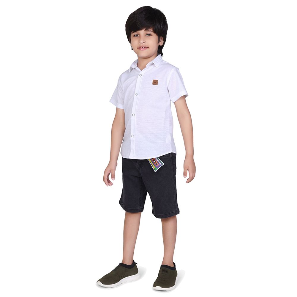 Little Kangaroos - Boy Half Sleeve Shirt - White