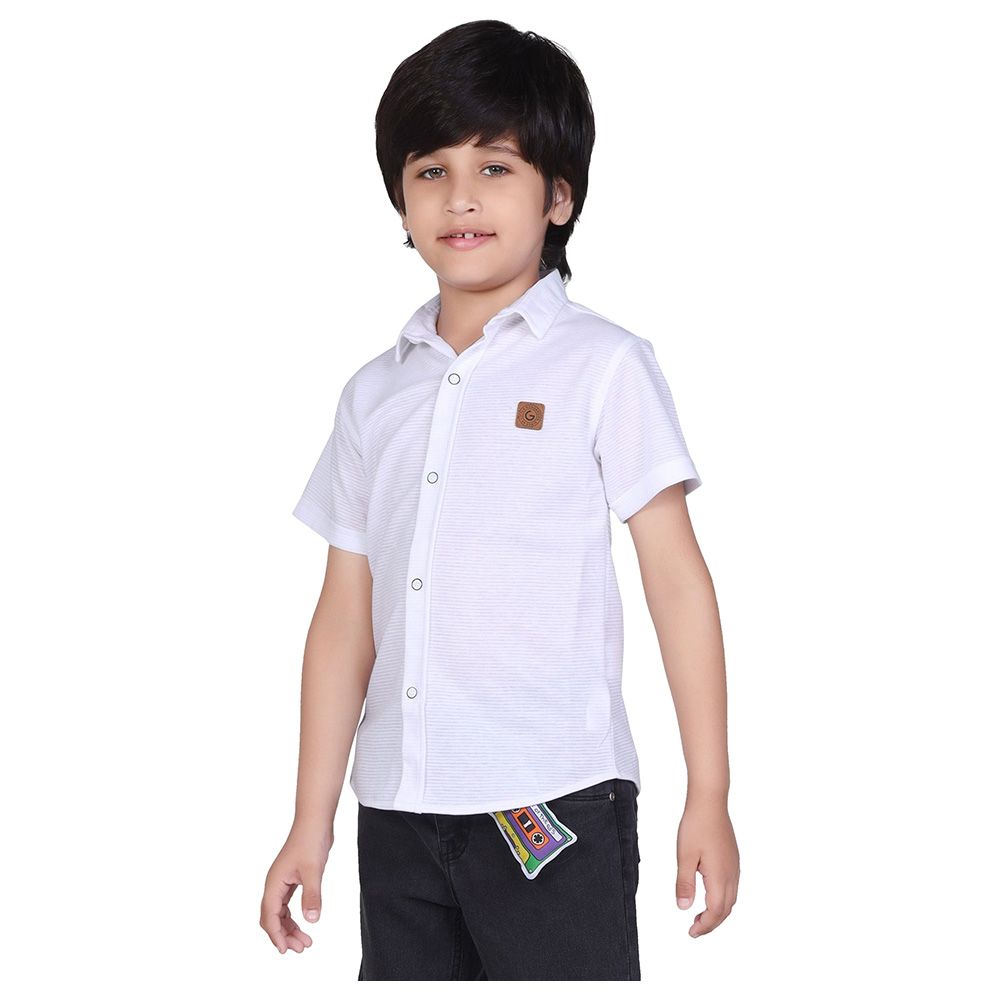 Little Kangaroos - Boy Half Sleeve Shirt - White