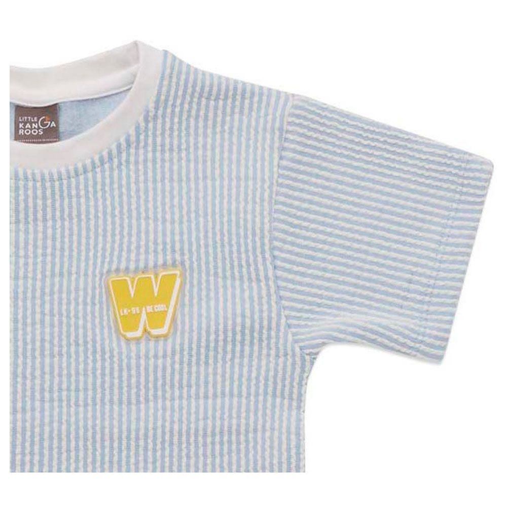 Little Kangaroos - Boy Round Neck T-Shirt - Sky Blue