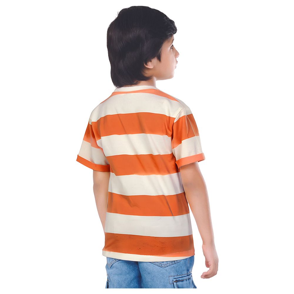 Little Kangaroos - Boy Striped Print T-Shirt - Rust