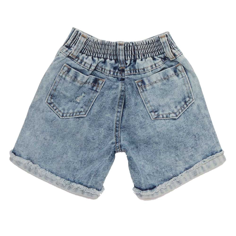 Little Kangaroos - Boy Semi Elasticated Ripped Denim Shorts - Light Blue