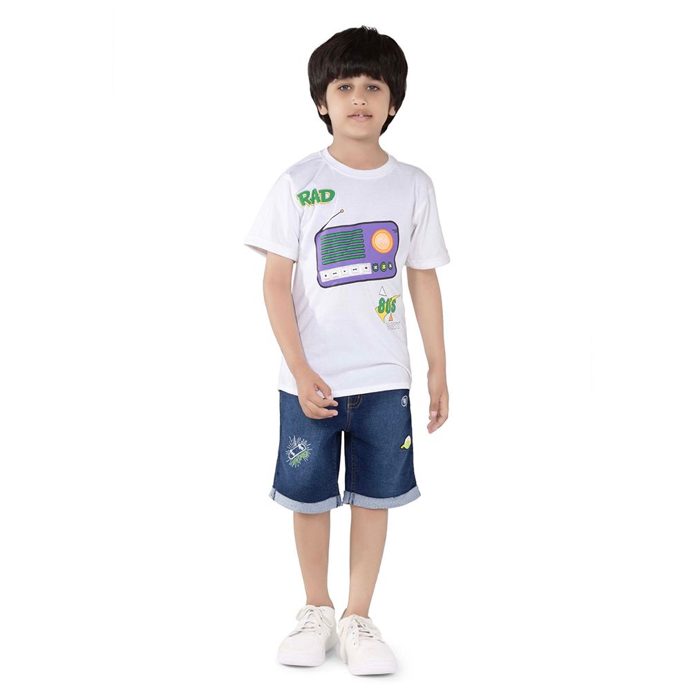 Little Kangaroos - Boy Semi Elastic Denim Shorts - Dark Blue Wash