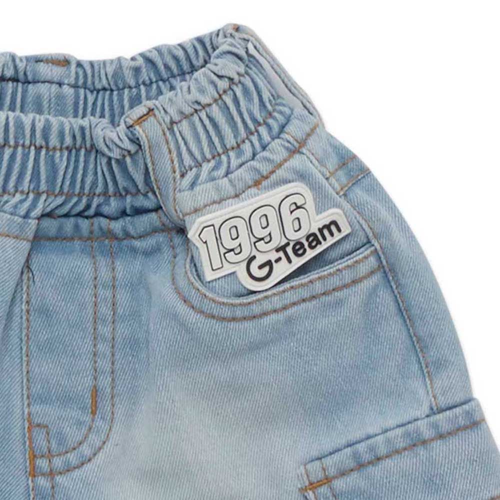 Little Kangaroos - Boy Fully Elasticated Denim Shorts - Light Blue