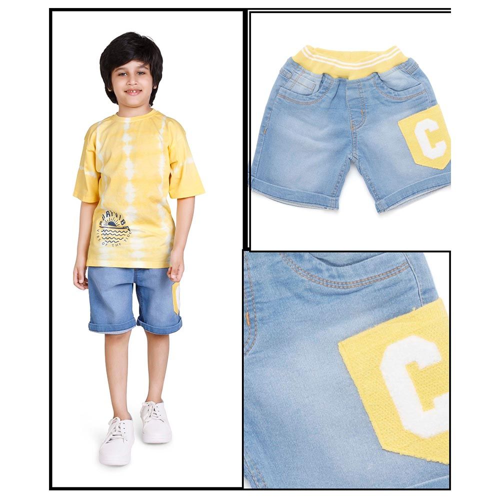 Little Kangaroos - Boy Full Elastic Shorts - Light Blue