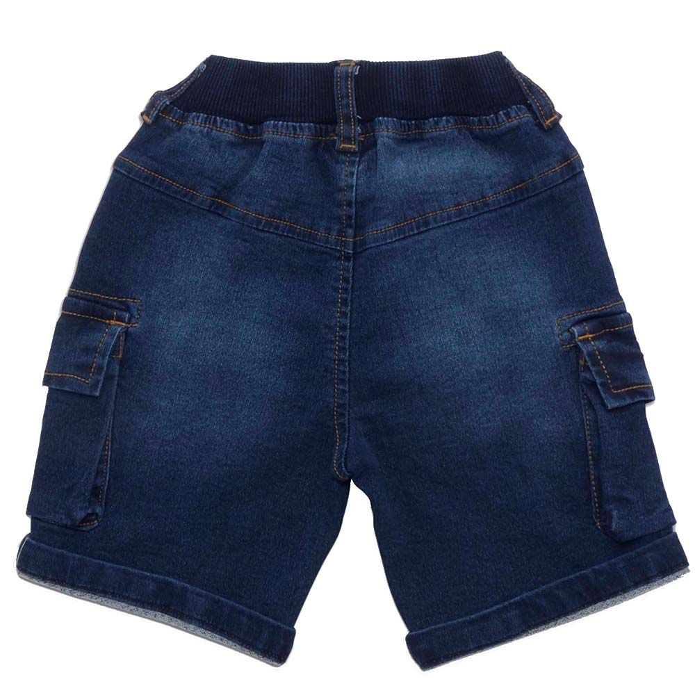 Little Kangaroos - Boy Full Elastic Denim Shorts - Dark Blue