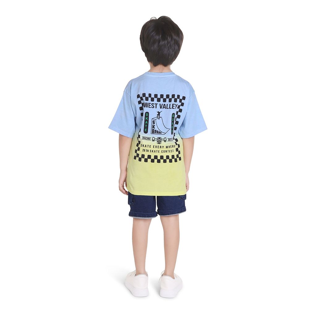 Little Kangaroos - Boy Full Elastic Denim Shorts - Dark Blue