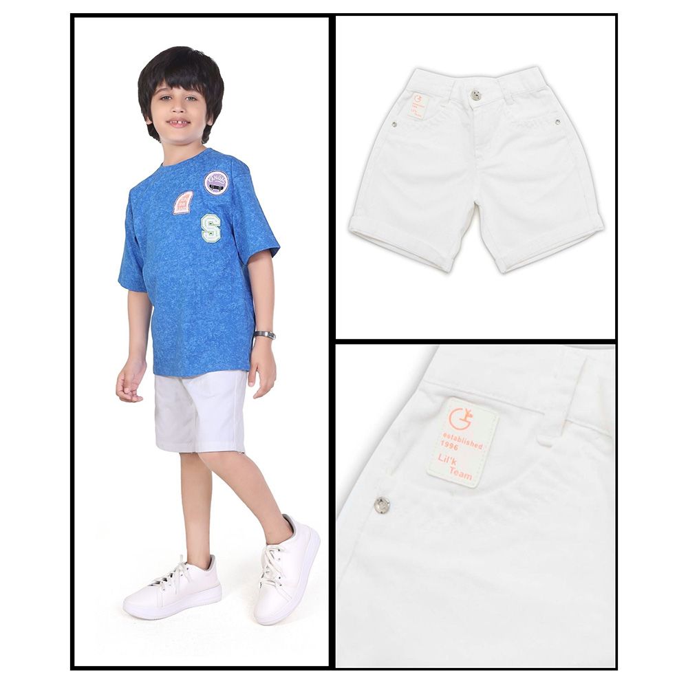 Little Kangaroos - Boy Denim Shorts - White