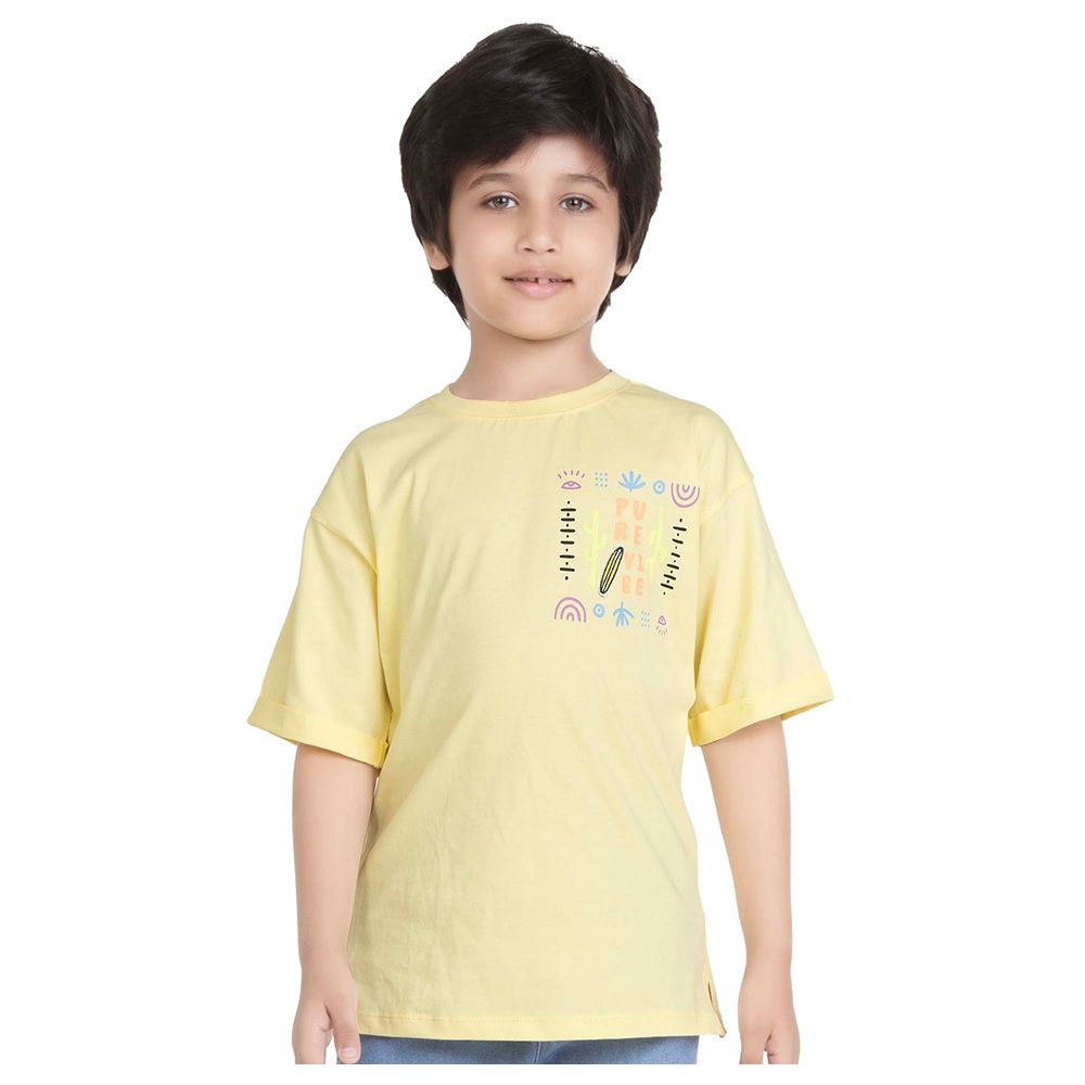 Little Kangaroos - Boy Round Neck Pure Vibe T-Shirt - Yellow