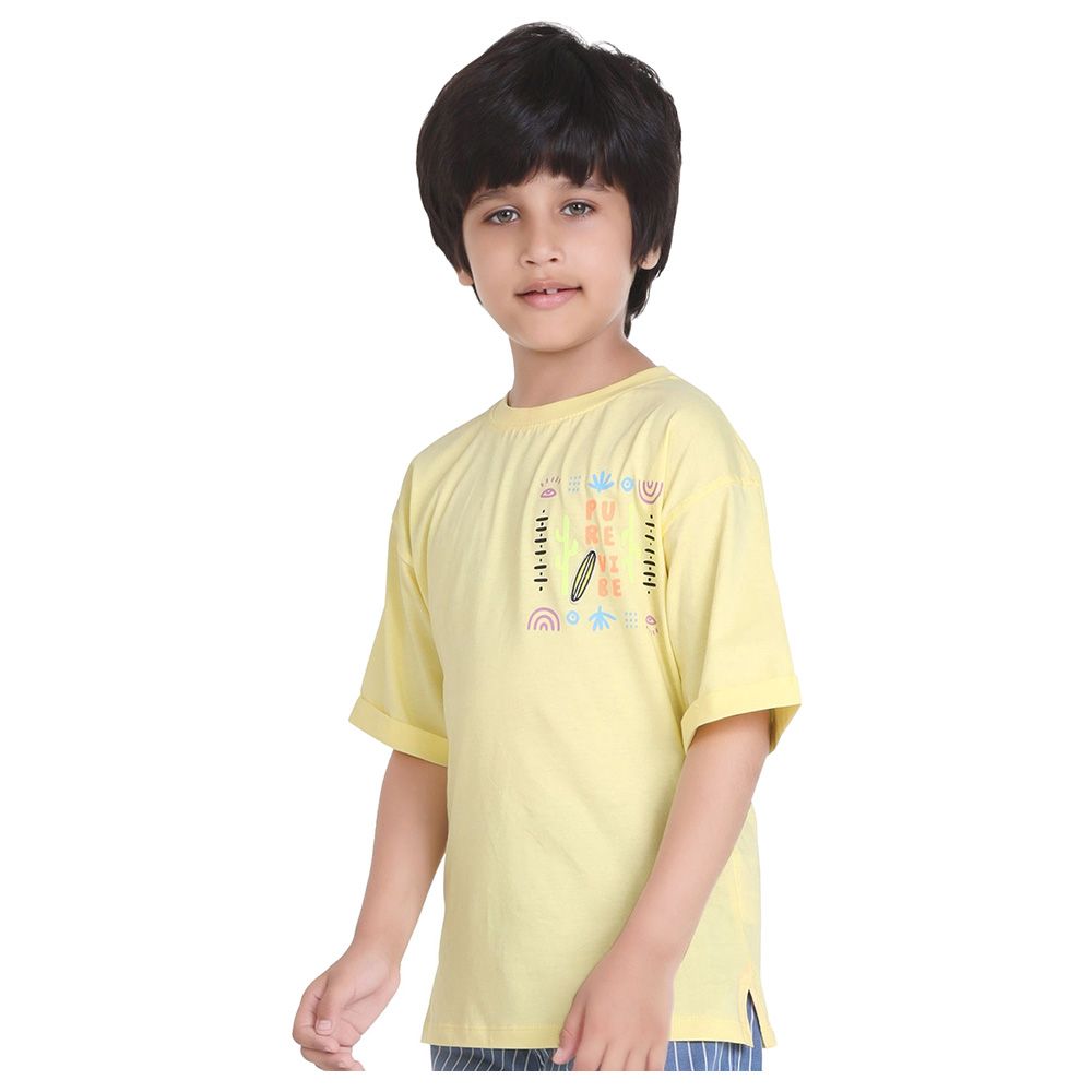 Little Kangaroos - Boy Round Neck Pure Vibe T-Shirt - Yellow