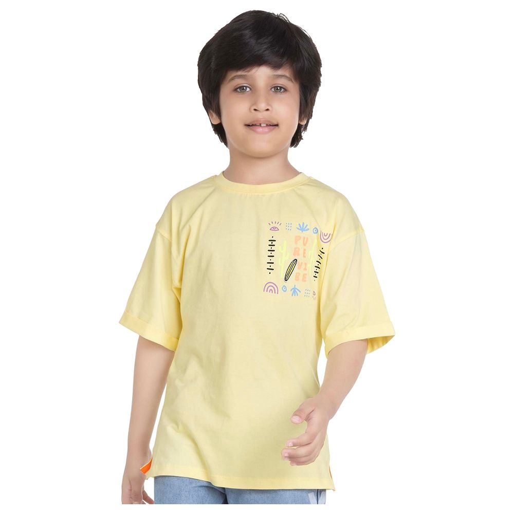 Little Kangaroos - Boy Round Neck Pure Vibe T-Shirt - Yellow