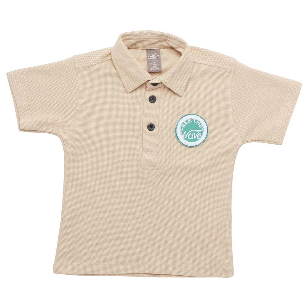 Little Kangaroos - Boy Collar Neck Half Sleeve Polo T-Shirt - Fawn