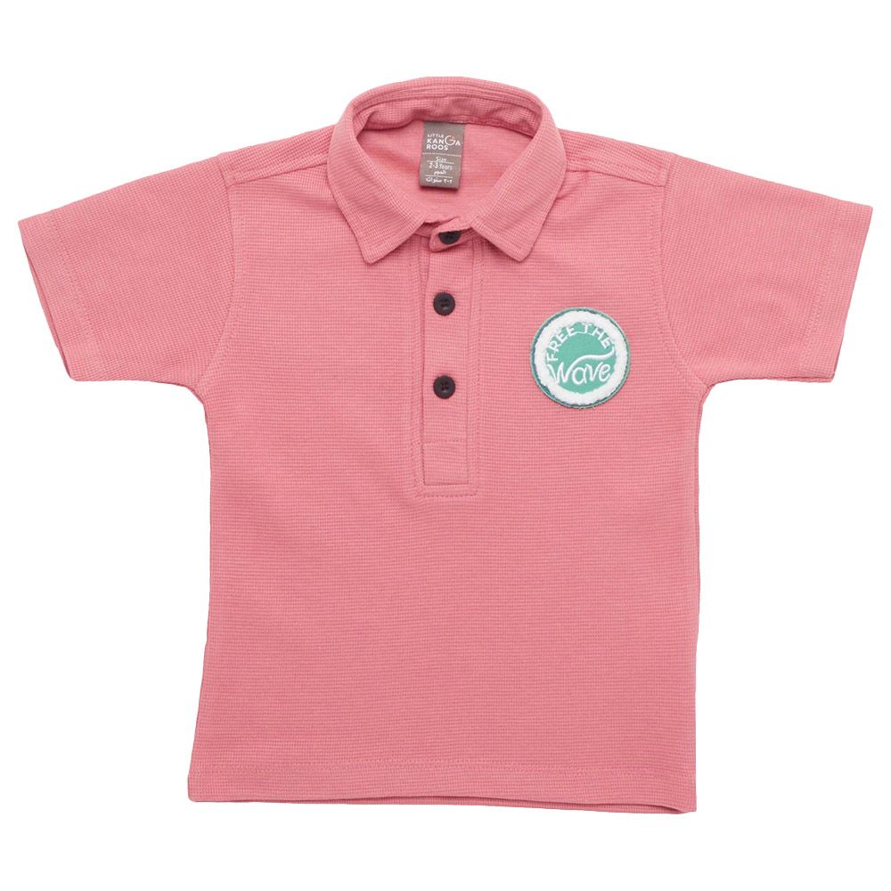 Little Kangaroos - Boy Half Sleeve Polo T-Shirt - Chalk Pink