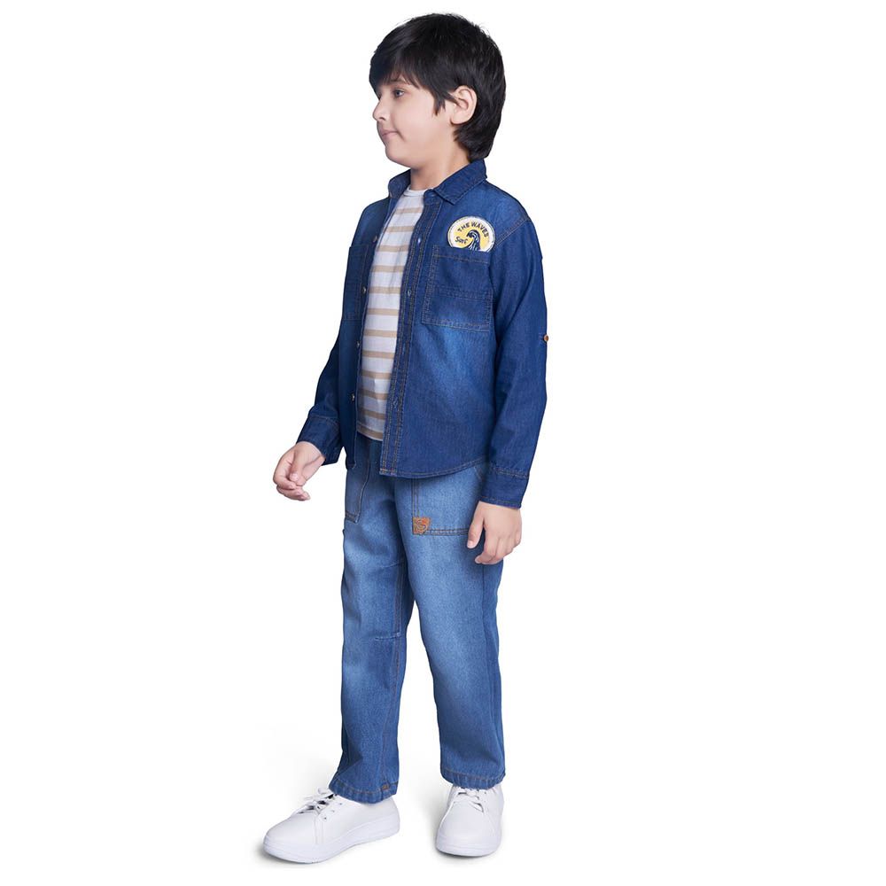 Little Kangaroos - Boy Wide Leg Denim Jeans - Light Blue