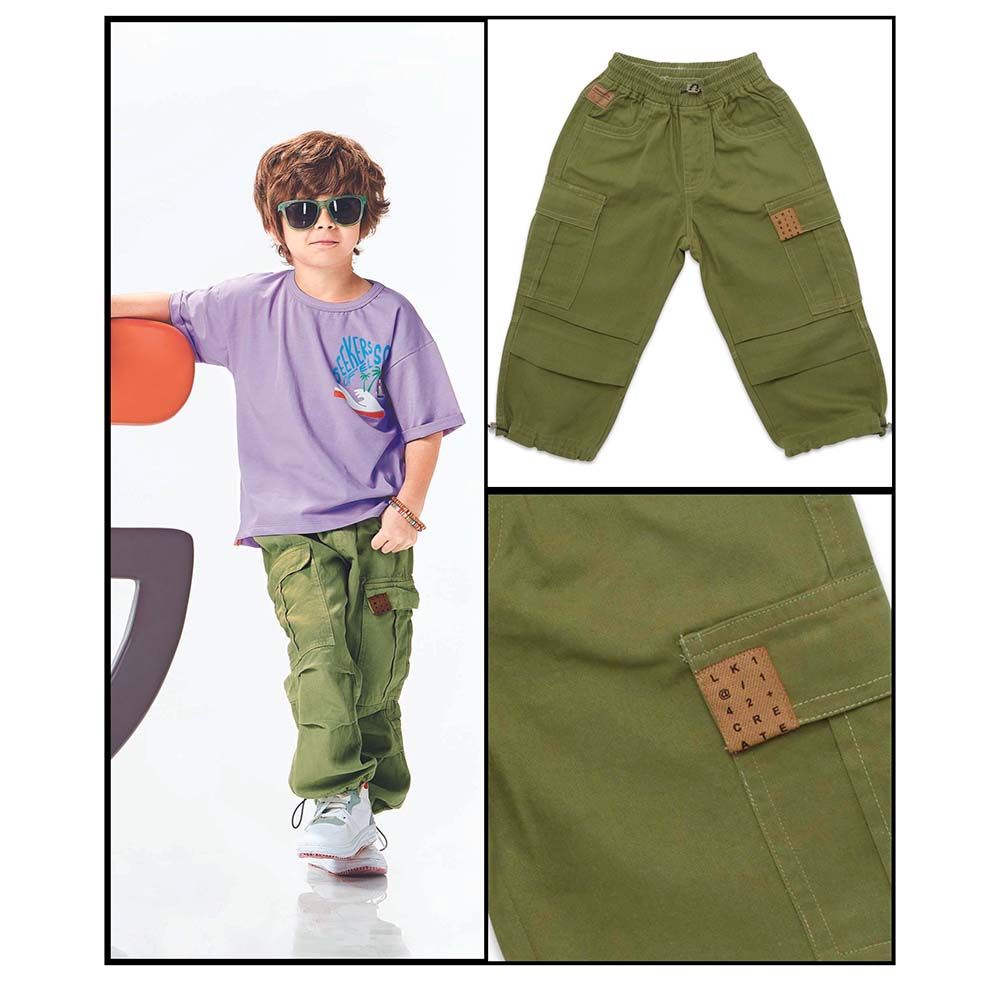 Little Kangaroos - Boy Full Elastic Parachute Pants - Green