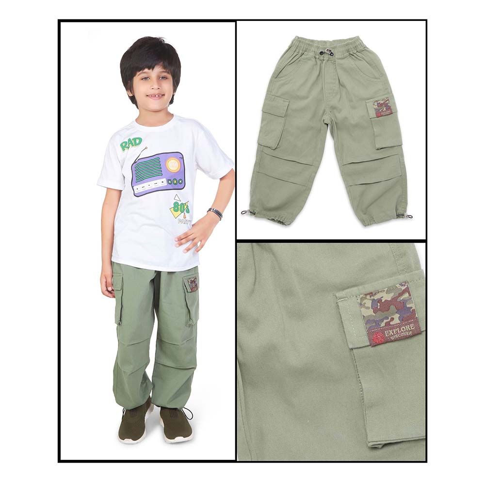 Little Kangaroos - Boy Full Elastic Parachute Pants - Light Green