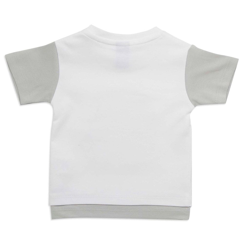 Little Kangaroos - Baby Boy Cool Cat Round Neck T-Shirt - White