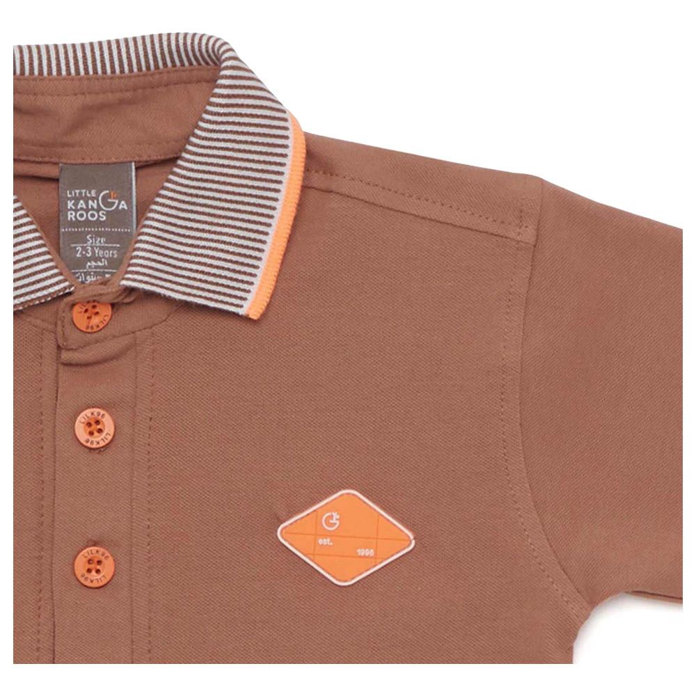 Little Kangaroos - Boy Half Sleeve Polo T-Shirt - Brown