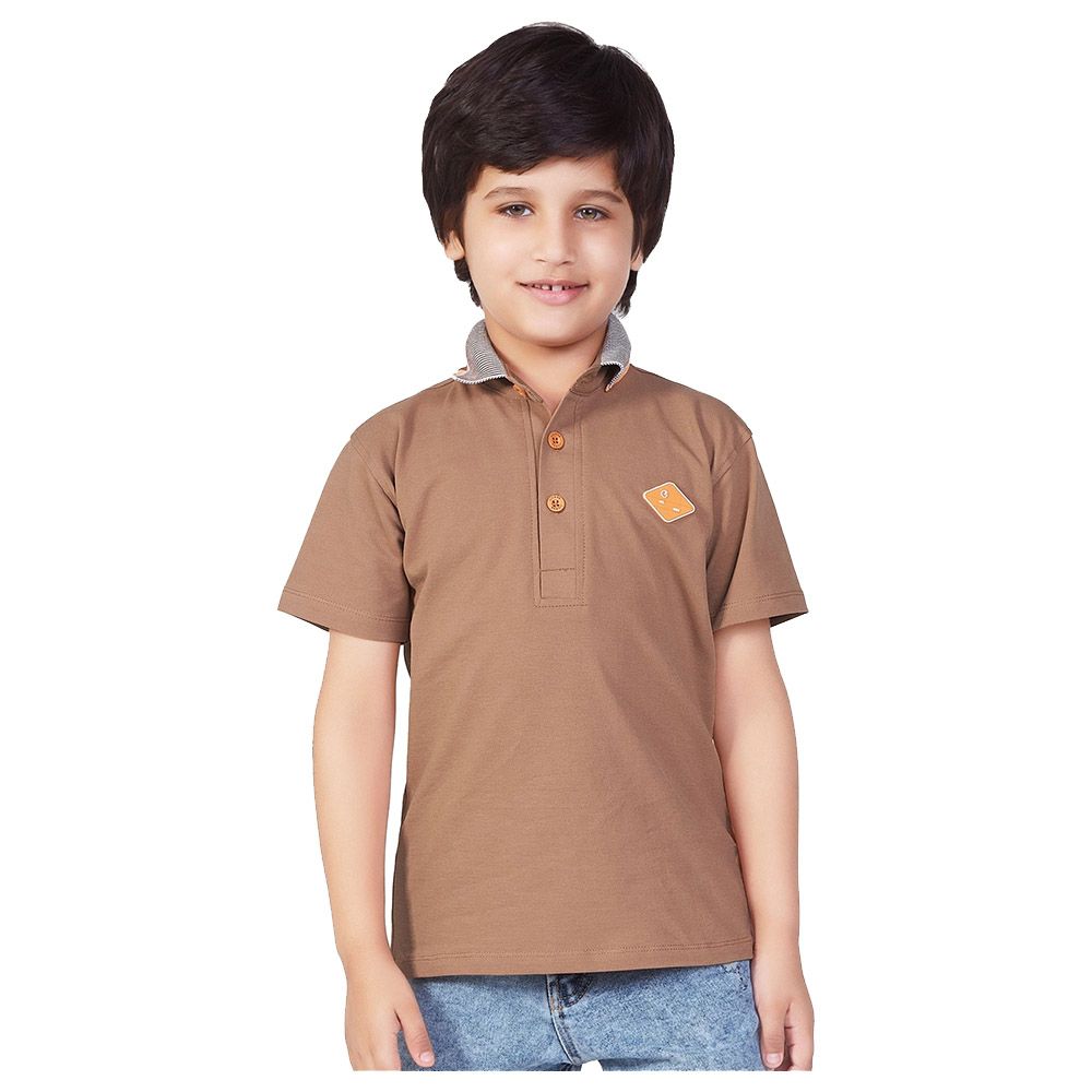 Little Kangaroos - Boy Half Sleeve Polo T-Shirt - Brown