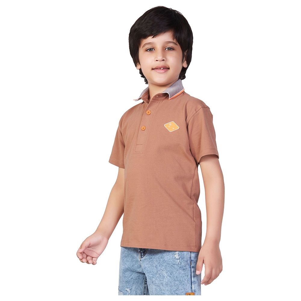 Little Kangaroos - Boy Half Sleeve Polo T-Shirt - Brown