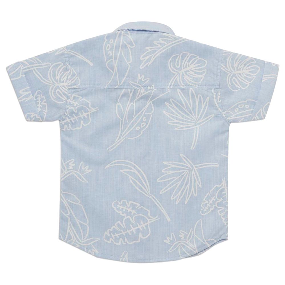 Little Kangaroos - Boy Collar Neck Printed Shirt - Sky Blue