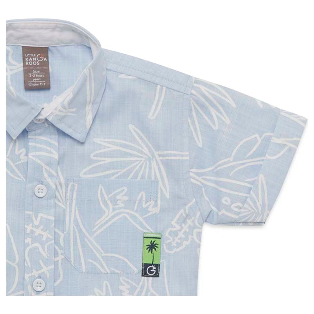 Little Kangaroos - Boy Collar Neck Printed Shirt - Sky Blue