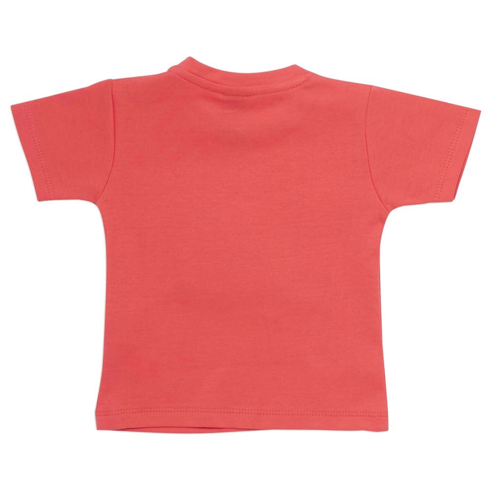 Little Kangaroos - Baby Boy Jungle Friends Round Neck T-Shirt - Coral