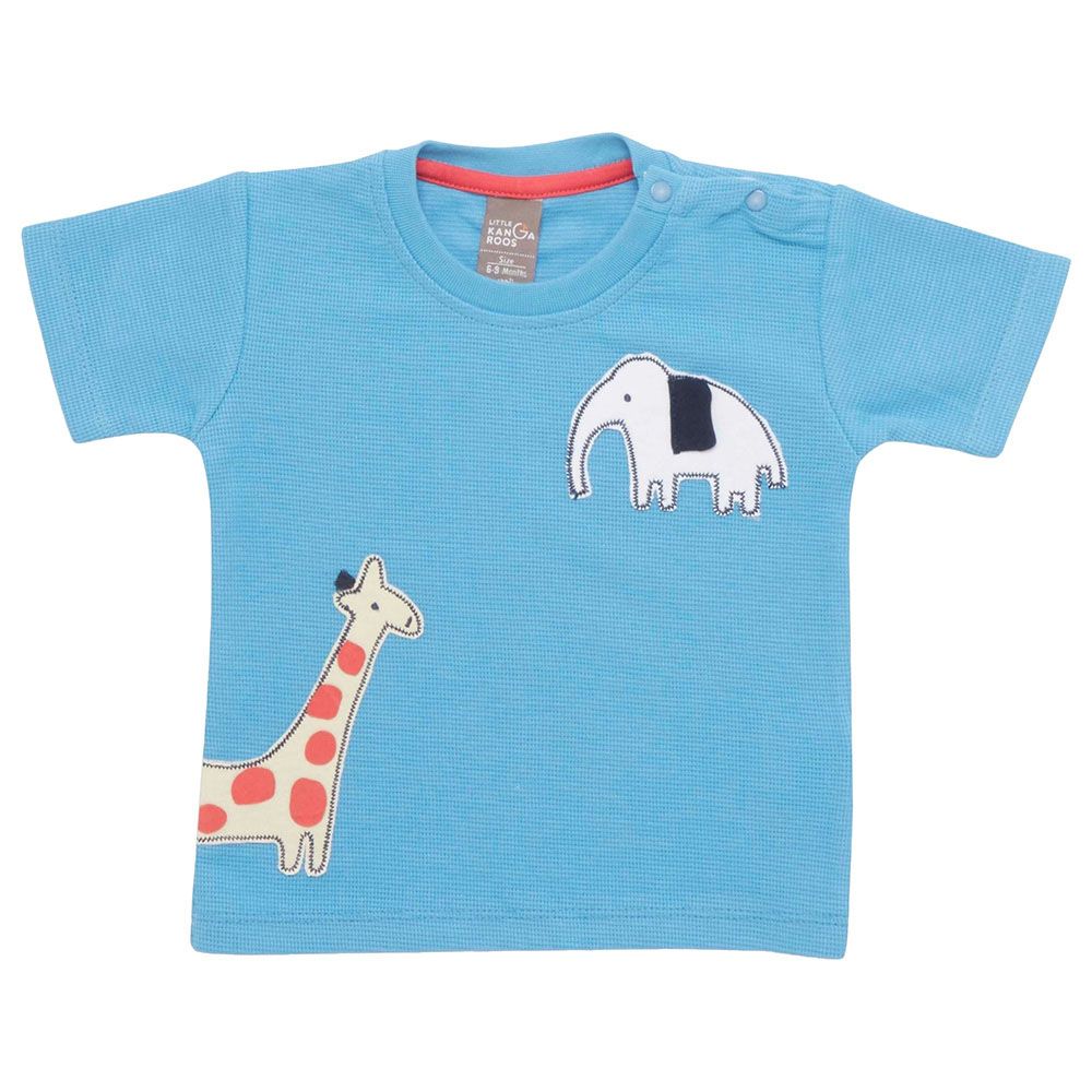 Little Kangaroos - Baby Boy Half Sleeve Elephant T-Shirt - Royal Blue