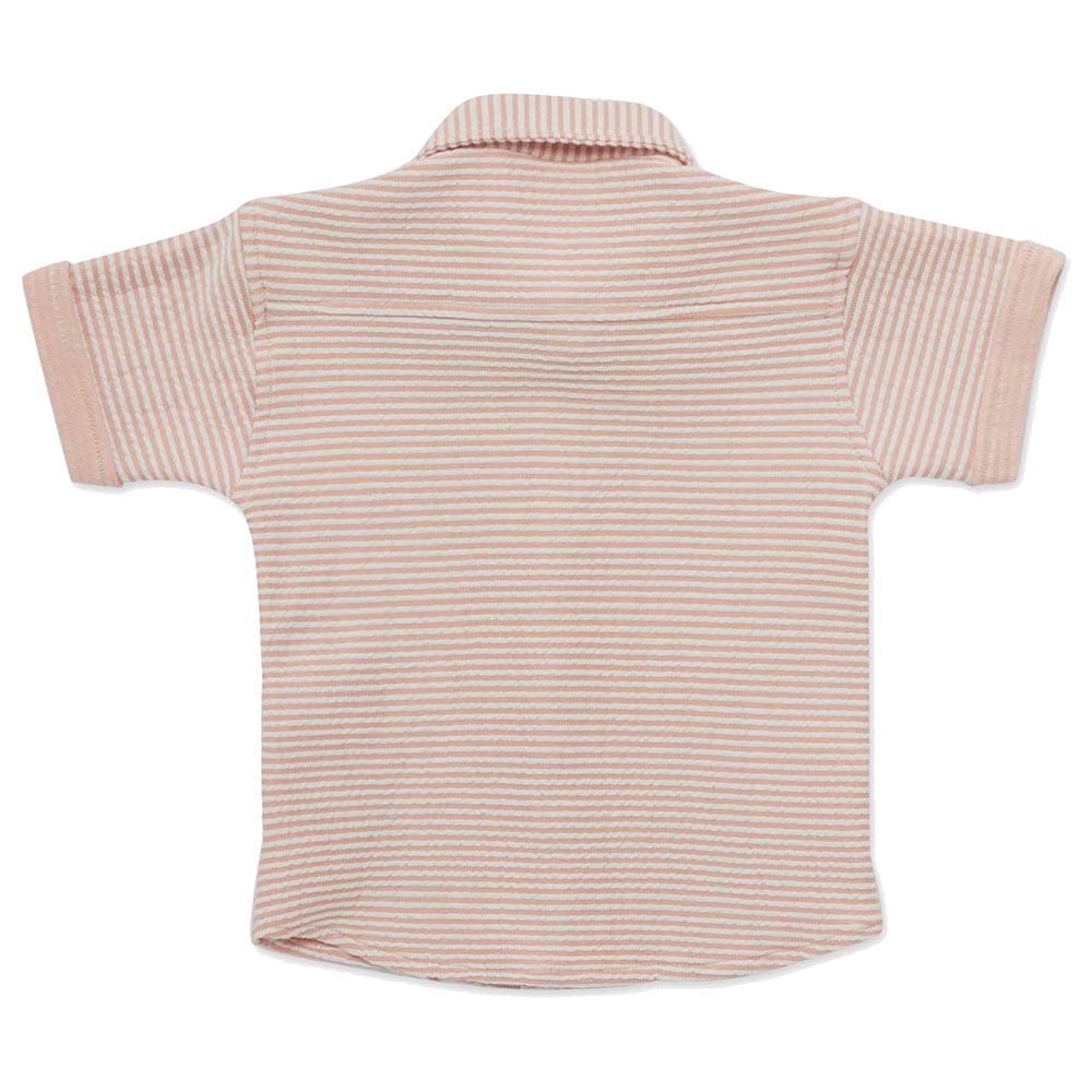 Little Kangaroos - Baby Boy Half Sleeve Striped Shirt - Peach/White